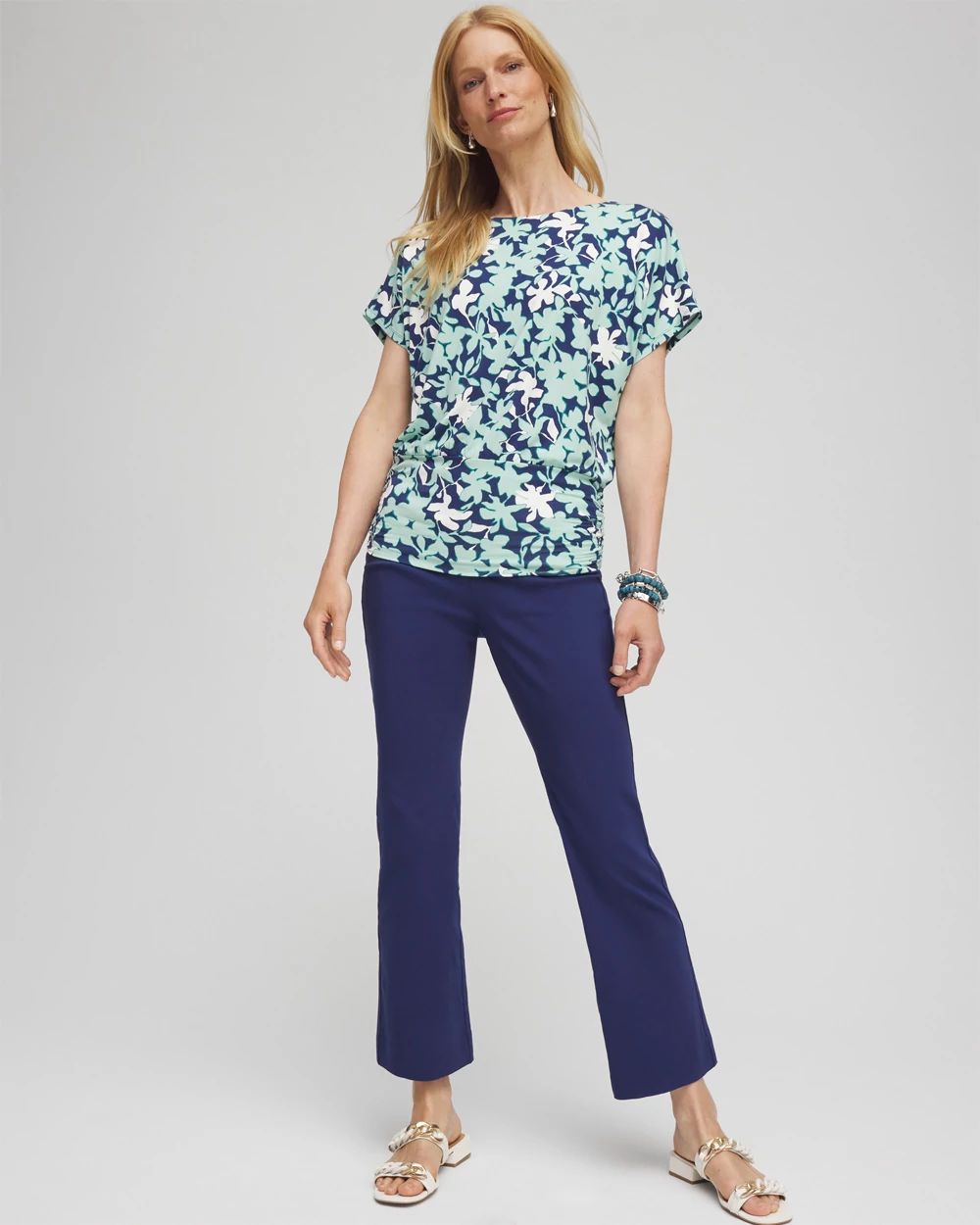 アンドコール　andequal ''docking hem tops,, Touch of Cool™ Floral Banded Hem Top | Chico's
